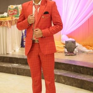 Red Coat & Pant Set for Men